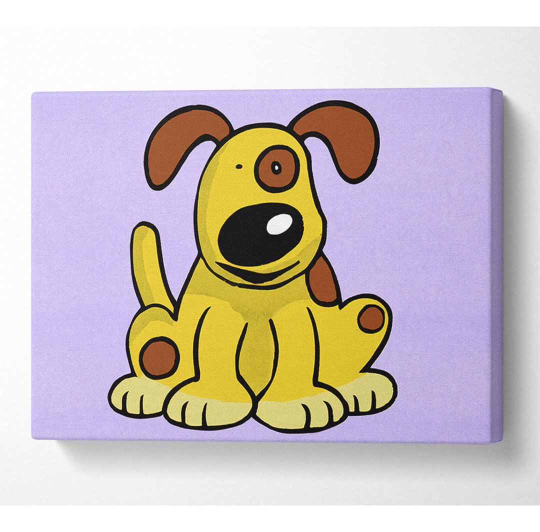 Hund Cartoon Schwanz Flieder - Leinwanddrucke auf Wrapped Canvas