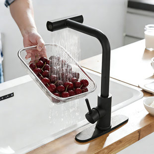 Robinet de cuisine Waterfall avec pulvérisateur rétractable 3-en-1 (balayage / jet / cascade) pour diverses tâches - Manipulez sans effort la vaisselle, le rembourrage et les fruits, noir mat élégant, revêtement en E durable