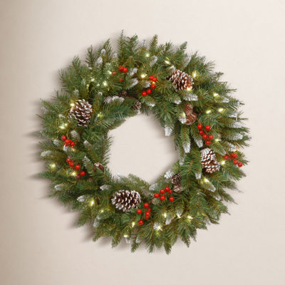 Frosted Berry Pre-Lit Wreath