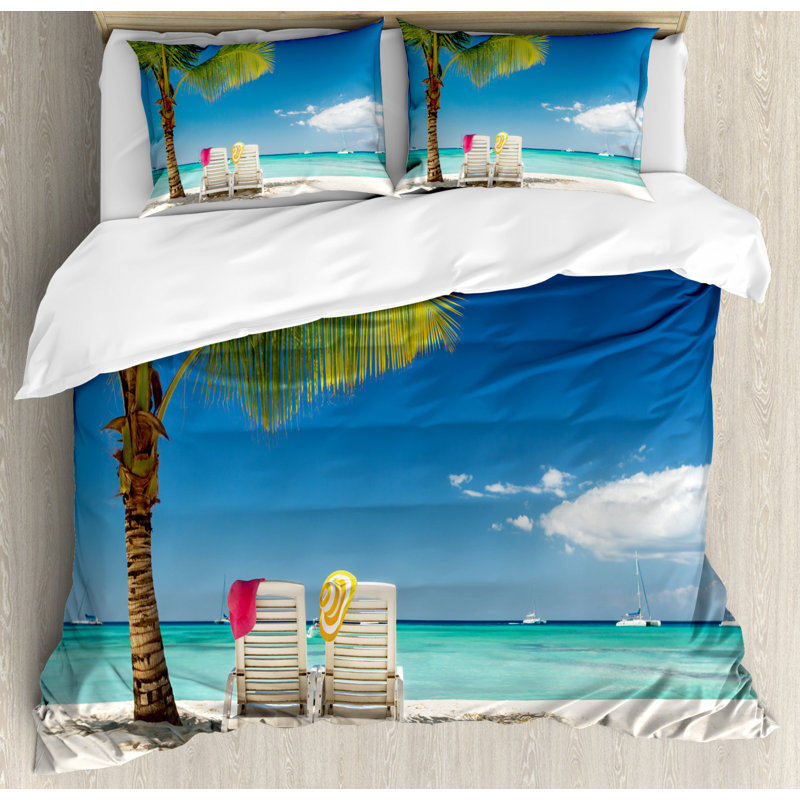 King Size Coastal Beach Scene Duvet Cover Set