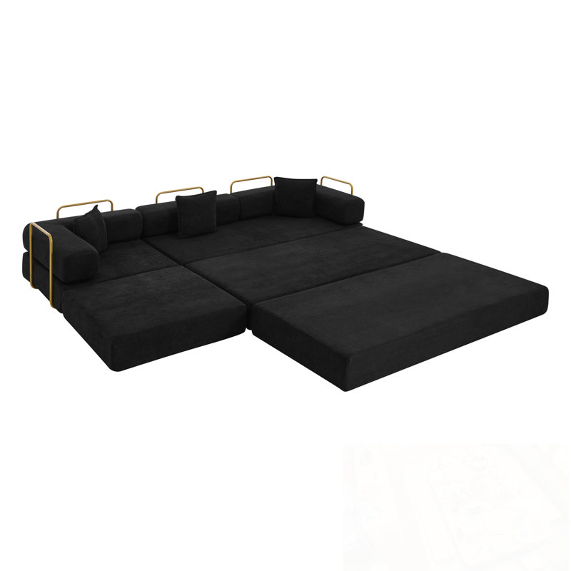 Canapé modulaire en L Boneless, Noir