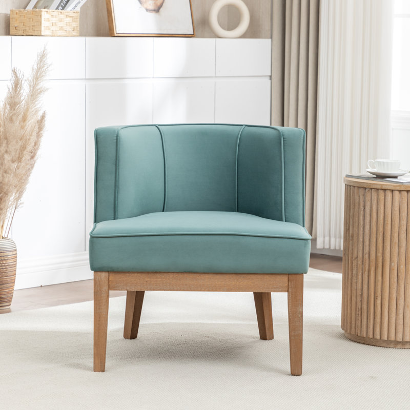 Fauteuil demi-tonneau Karoll, Velours bleu, 1