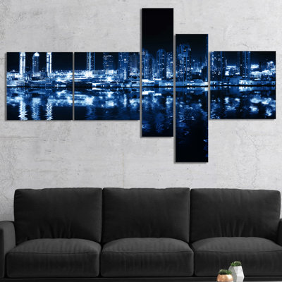 «Glowing City at Midnight», reproduction de photo à multiples images sur toile