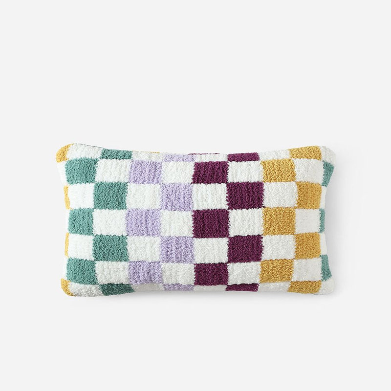 Checkerboard Checkered Pillow Cover & Insert, 20" H x 20" W' x 1.4" D, Mardi Gras Checkered