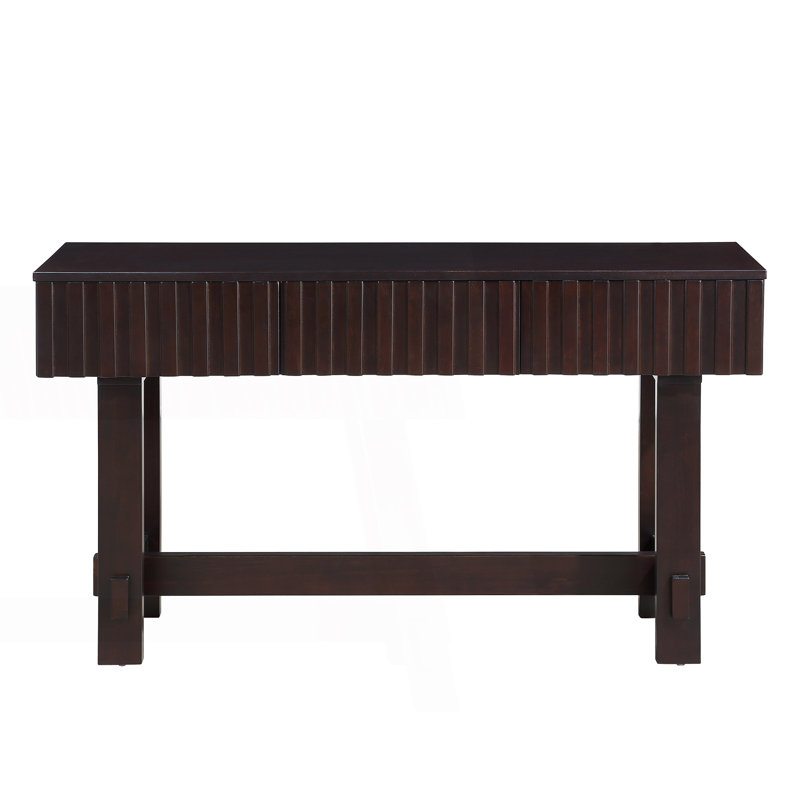 Sofa Table With Storage Drawers, Mid Century Farmhouse Fluted Console Table, Entryway Table, Hallway Table, Espresso