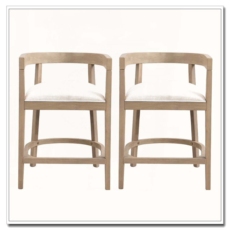 Tabouret de comptoir en bois d'hévéa, Naturel, Tabouret de comptoir (siège d'une hauteur de 22,7
