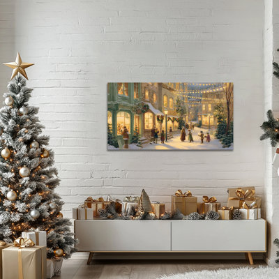 Art mural sur toile GUTTATY Christmas, impressions sur toile de scène de village classique, décoration murale de vacances d'hiver chaudes, œuvre d'art murale enneigée pour salon, chambre à coucher, décoration intérieure, 32 x 16 po