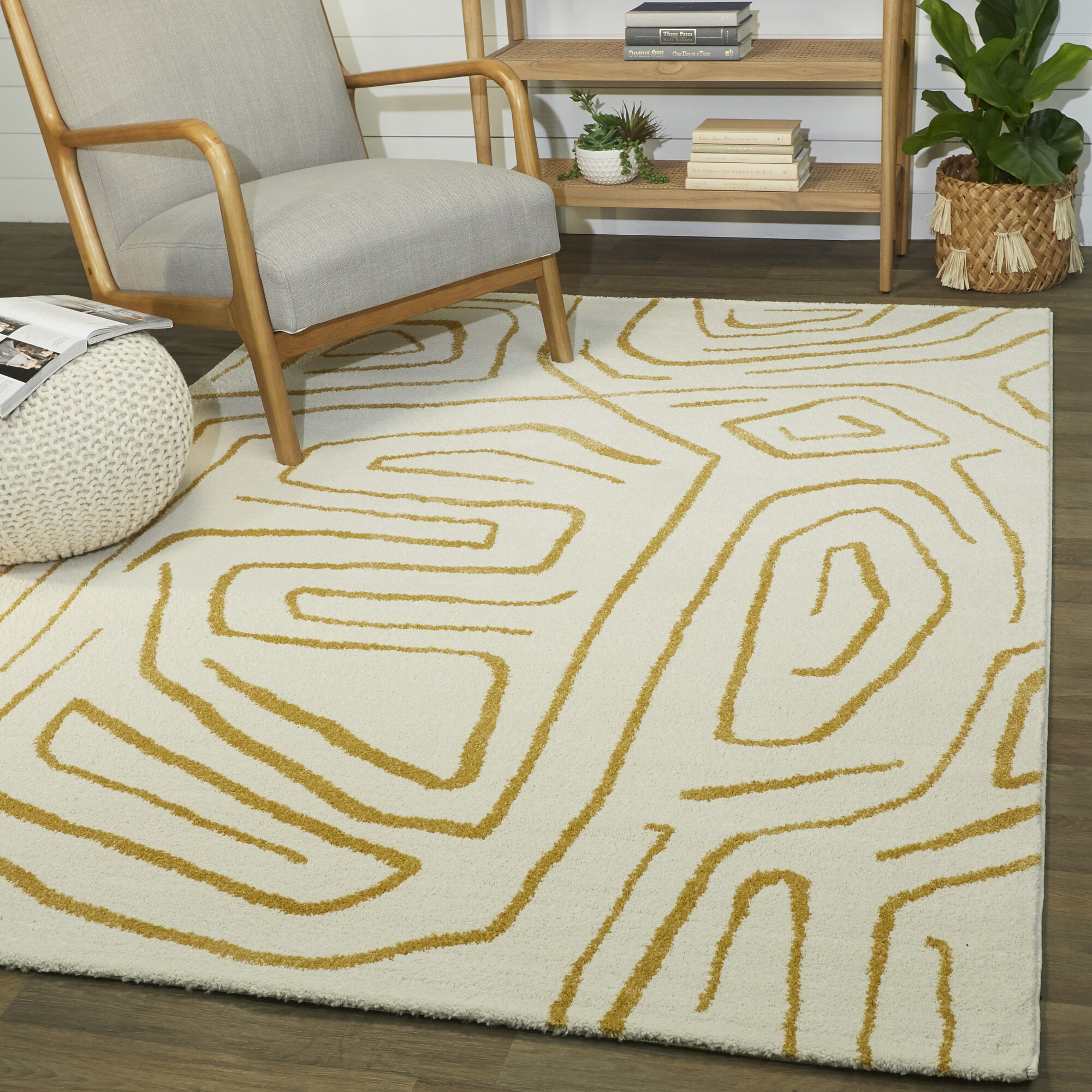 GLORY RUGS Modern Abstract Area Rug 2x3 Cream Gold Faded Soft for Living  Room Bedroom Home and Office