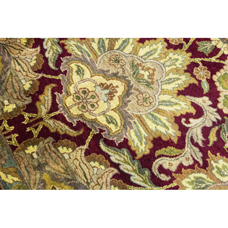 Tapis beige et rouge noué à la main de haute qualité