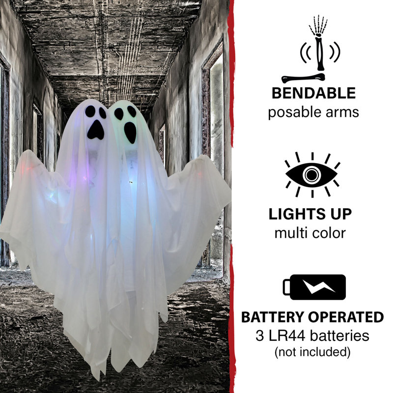 2 Piece Light-Up Ghost Figurine Set