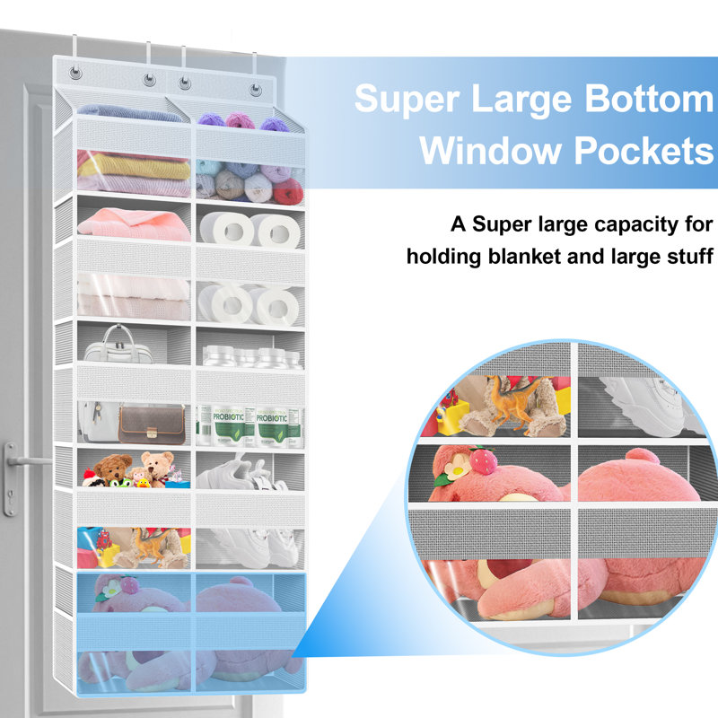 White5-Tier Over the Door Organizer with Extra Large Pockets, Hanging Storage with Clear Windows for Nursery, Pantry, and Closet Single