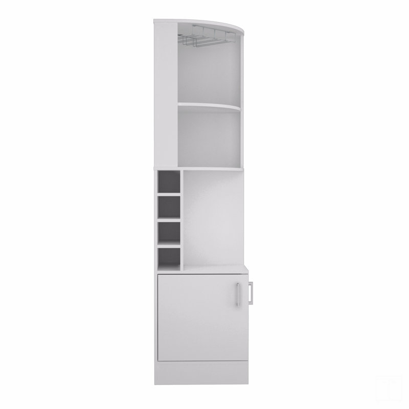 Bar d'angle, deux tablettes extérieures, Blanc