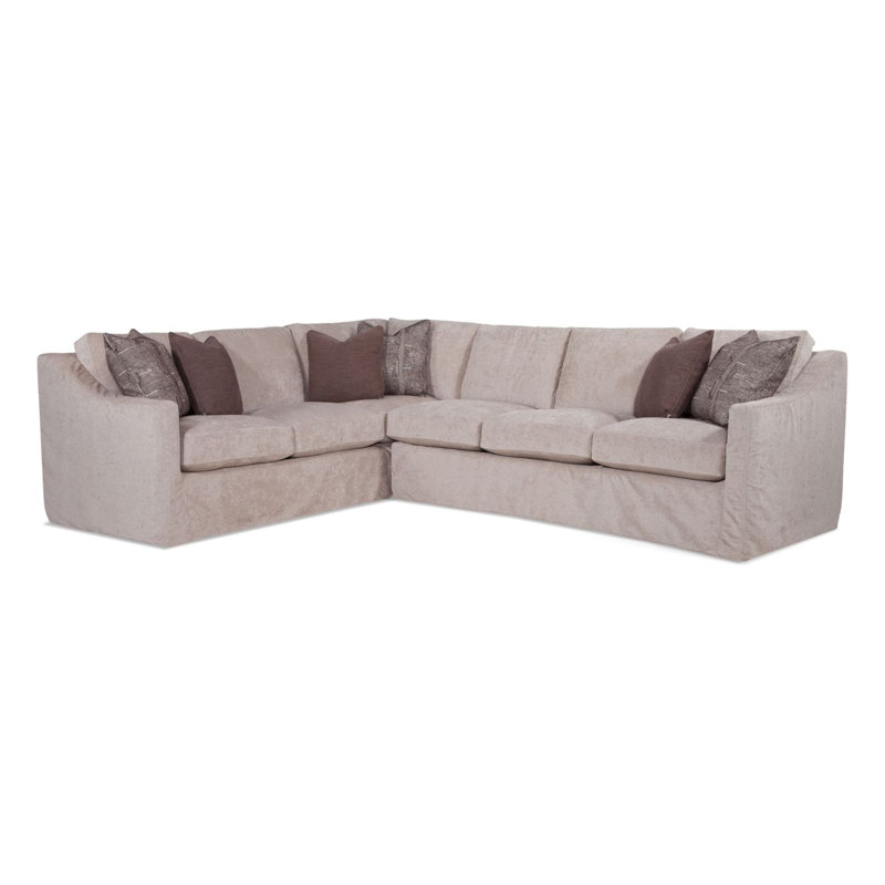 Oliver Two Piece Corner Sectional With Slipcover, Neutral Performance Plaid; 0121-93, Left Hand Facing