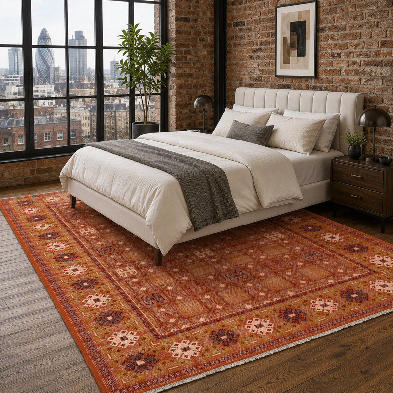 Geometric Cotton and Chenille Flatweave Area Rug, 80 x 150 cm