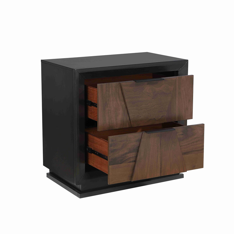 Table de chevet 2 tiroirs de style traditionnel en bois