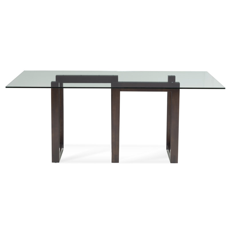 Reesa Glass Top Solid Wood Base Dining Table, Nantucket, 29" H x 72" L x 44" W