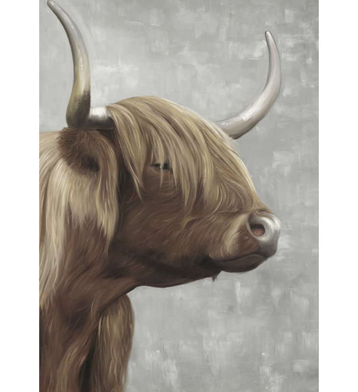 Magnifique bovin Highland désaturé - toile brune
