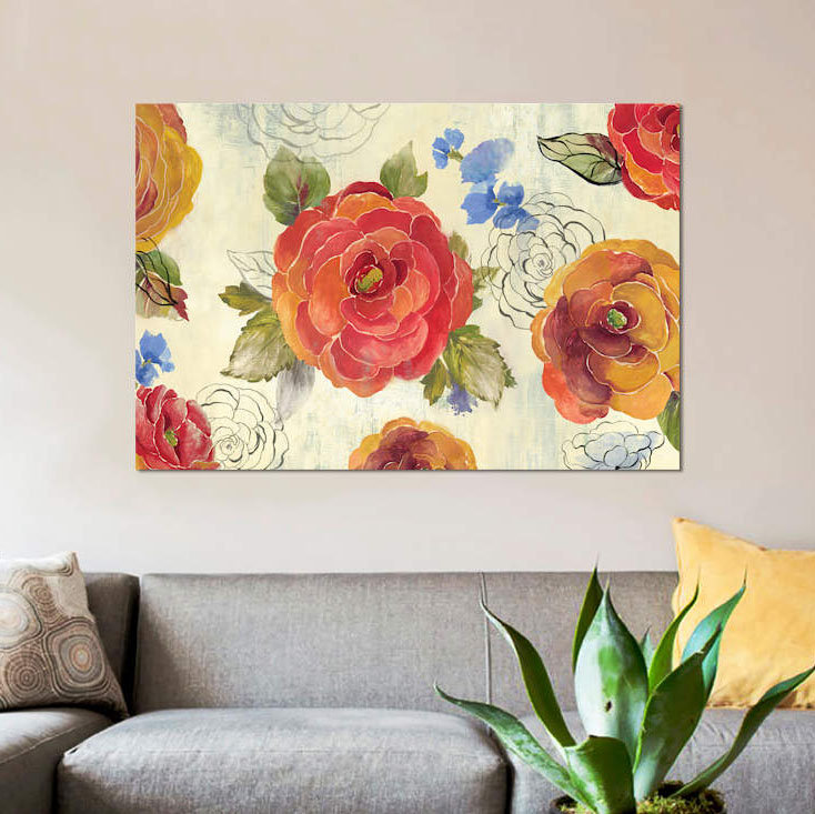 «Amelia Flowers» par PI Studio - reproduction sur toile tendue, H 8 po x l 12 po x P 0,75 po, Toile tendue, Pas de tapis
