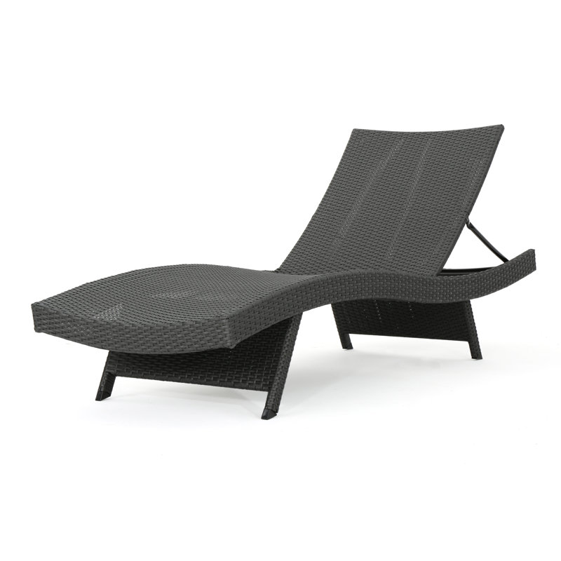 Chaise longue inclinable en osier Blaise, Gris