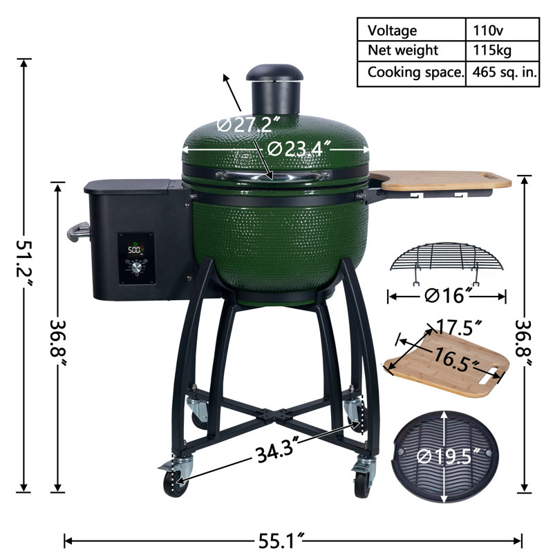 Barbecue au granule de bois de 55,1 po Yesurprise, Vert