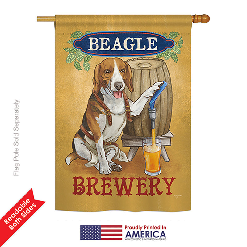 Beagle brasserie nature quotidienne animaux à 2 côtés polyester 40 x 28 po drapeau maison