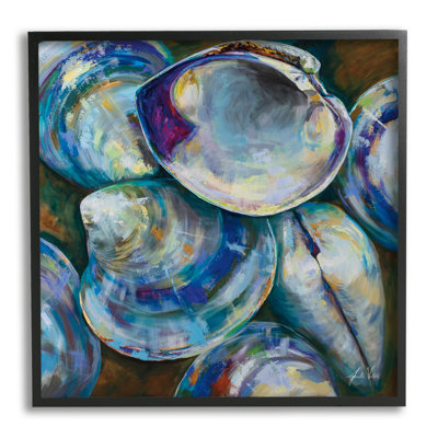 " Modern Clam Shells Coastal Invertebrate Seashell Expressive " Painting Print