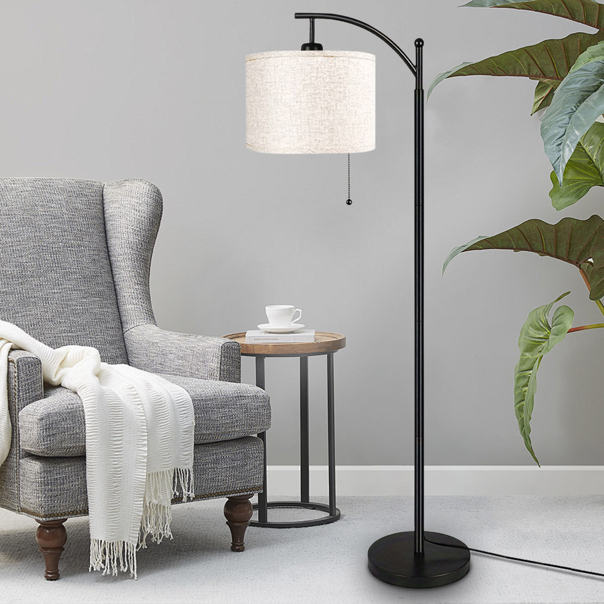 62.2" Arched Floor Lamp with Pull Chain, Bulb Included view 6
