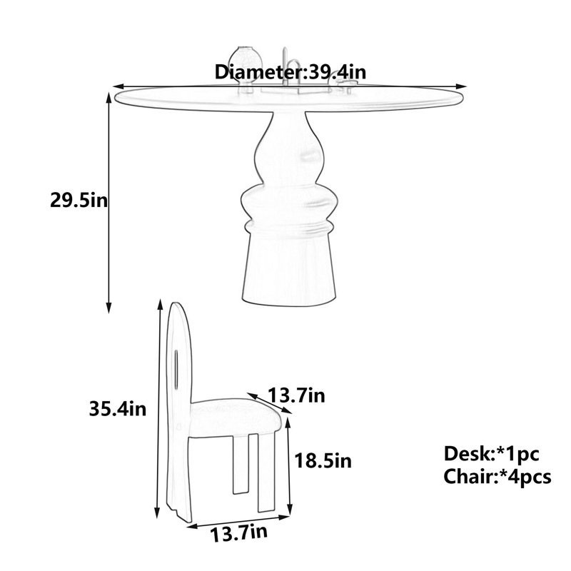 Bolick, Ensemble de cinq pièces : table, quatre chaises, H 29,5 po x l 39,4 po x P 39,4 po