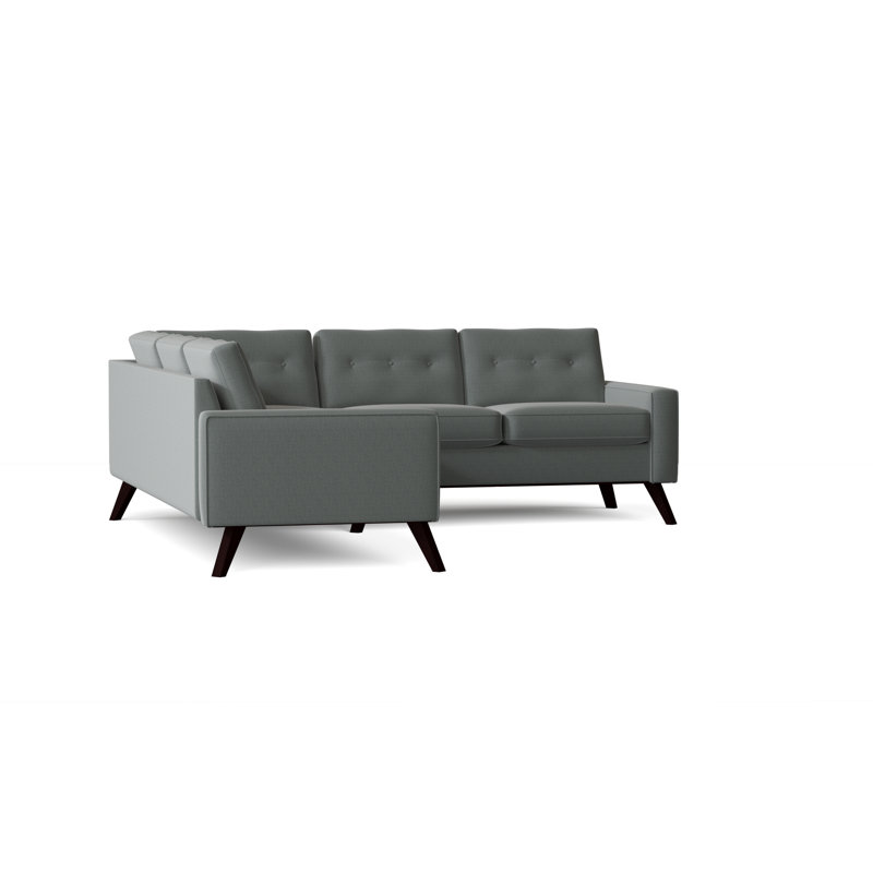 Canapé modulaire de coin en coton 96 po Amber, Accoudoir à gauche (vu de face), Merle bleu Marlow, Noir