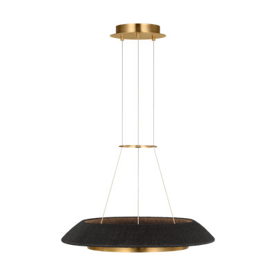Sean Lavin Noa Large LED Ring Chandelier in Bronze with Washed Black Sea Grass shade