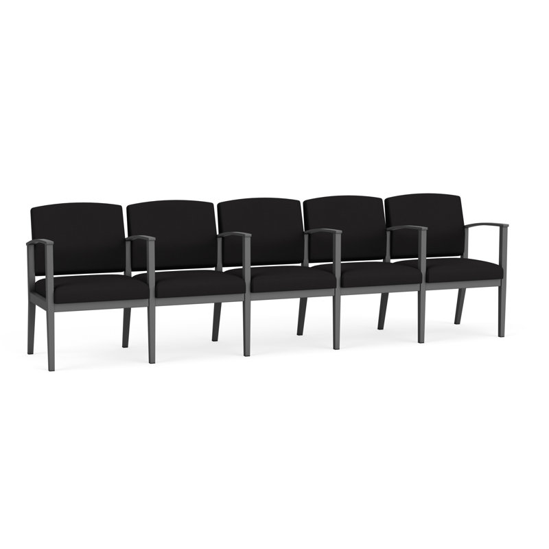 Structure en métal à 5 sièges Amherst, Gris anthracite, Portes ouvertes en tissu noir