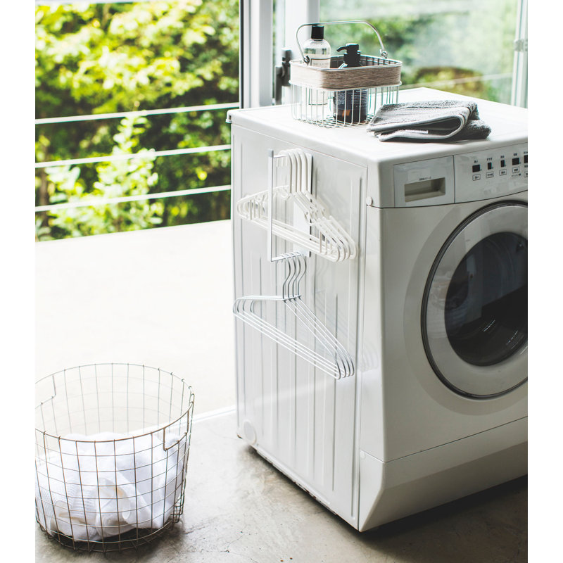Compact White Steel Magnetic Clothes Hanger Rack