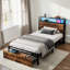 Storage Bed With LED Light Strip Controlled By  App And Bluetooth, And 2 Drawers, 2 USB Port+1 Type Multifunctional bed-1099365427