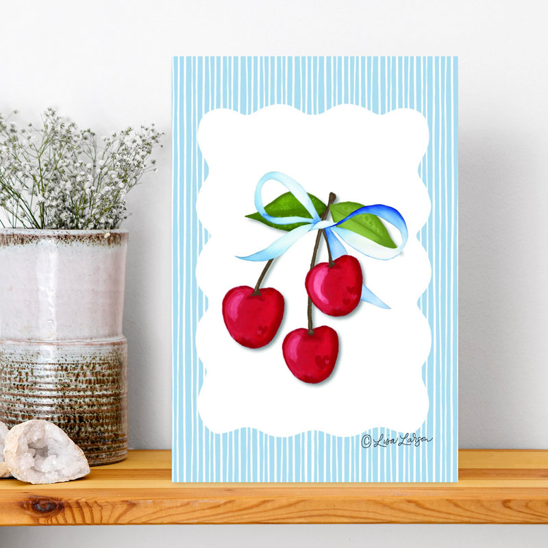 Art mural contemporain fantaisie cerise, H 18 po x l 12 po