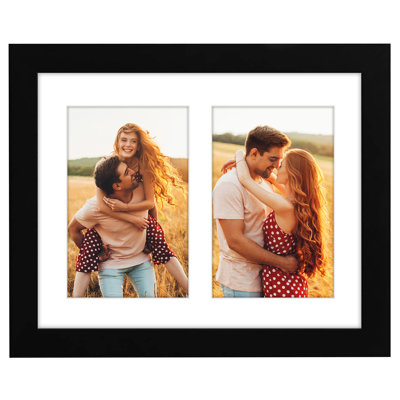 8x10 Double Picture Frame - Fits Two 4x7 Photos with Mat - Shatter-Resistant Glass