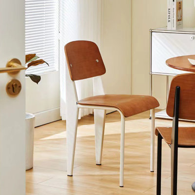 Brown+White Solid back side Chair(Set of 2)
