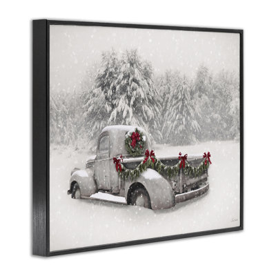Snowy White Antique Truck Framed Giclee, design by Lori Deiter