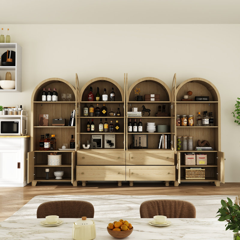  Garde-manger 71 po avec bibliothèques (ensemble de 4), Naturel