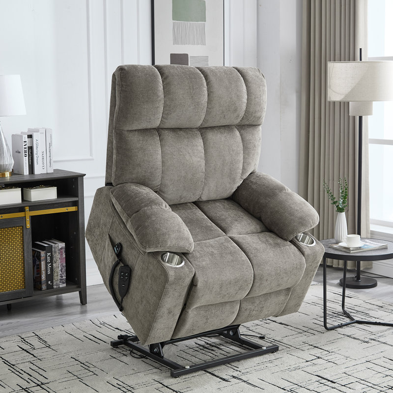 Aura 40" W Dual Motor Power Lift Recliner Oversize Chair With Massage Heating, Dual Cup Holders, Dual Side Pockets