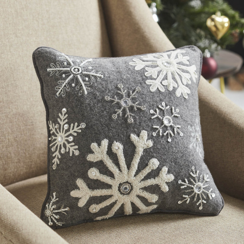 Coussin en feutre gris festif 12 x 12