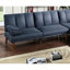 Lit ajustable du salon: polyfibre bleu marine, pieds en bois massif, canapé convertible en mousse de polyfibre: mousse, coussin-2043843598