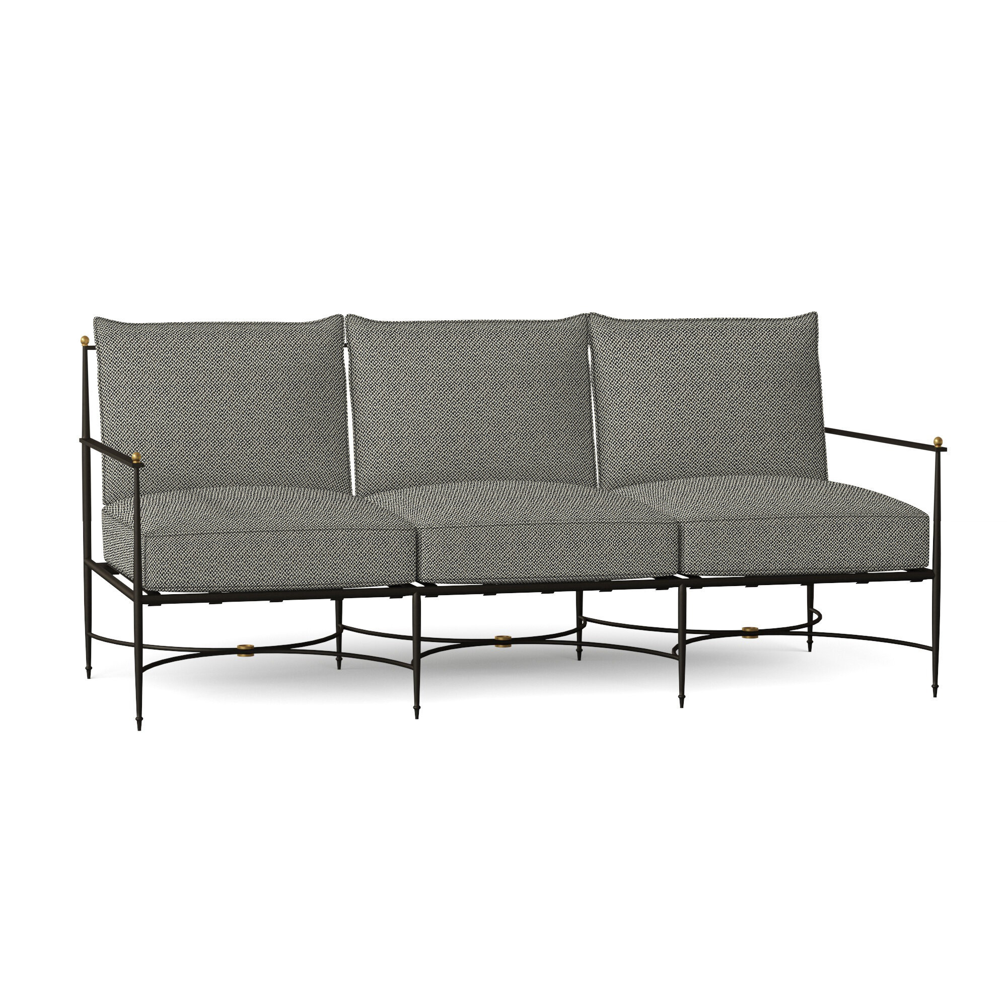 Roma 77" Wide Outdoor Patio Sofa with Cushions, Welt, Intermix Bark