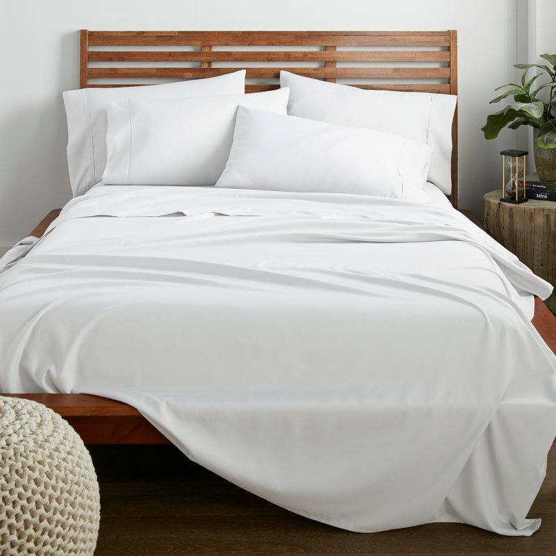 Ensemble de draps en micro-fibre, Blanc, Ensemble de draps pour taille de lit très grand a