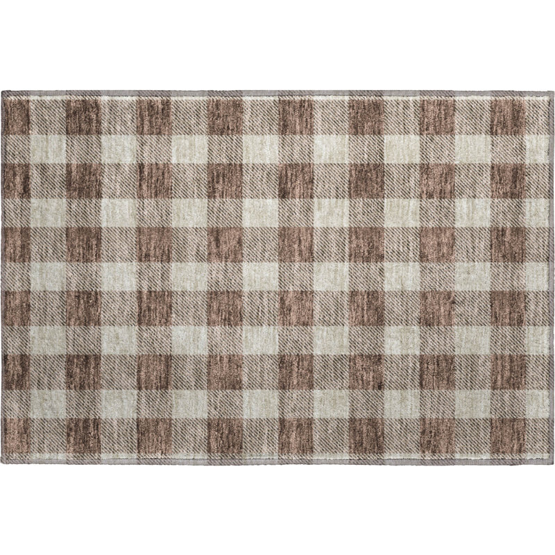 Premium Machine Washable Prisco Brown Rug, Rectangle 1'8" x 2'6"