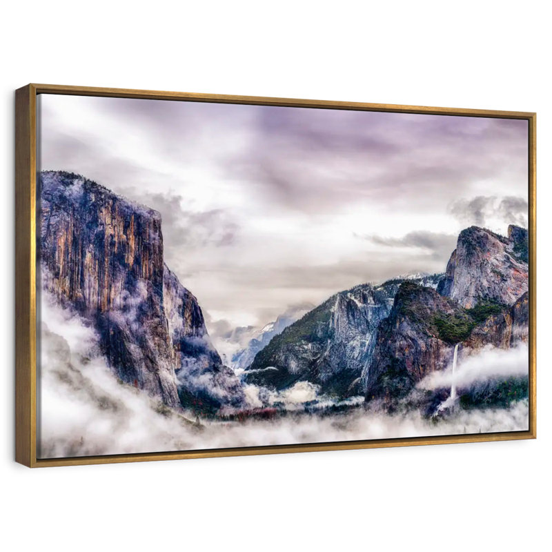 Canyons du parc national Yosemite, Cadre flottant doré, 13 po x 9 po
