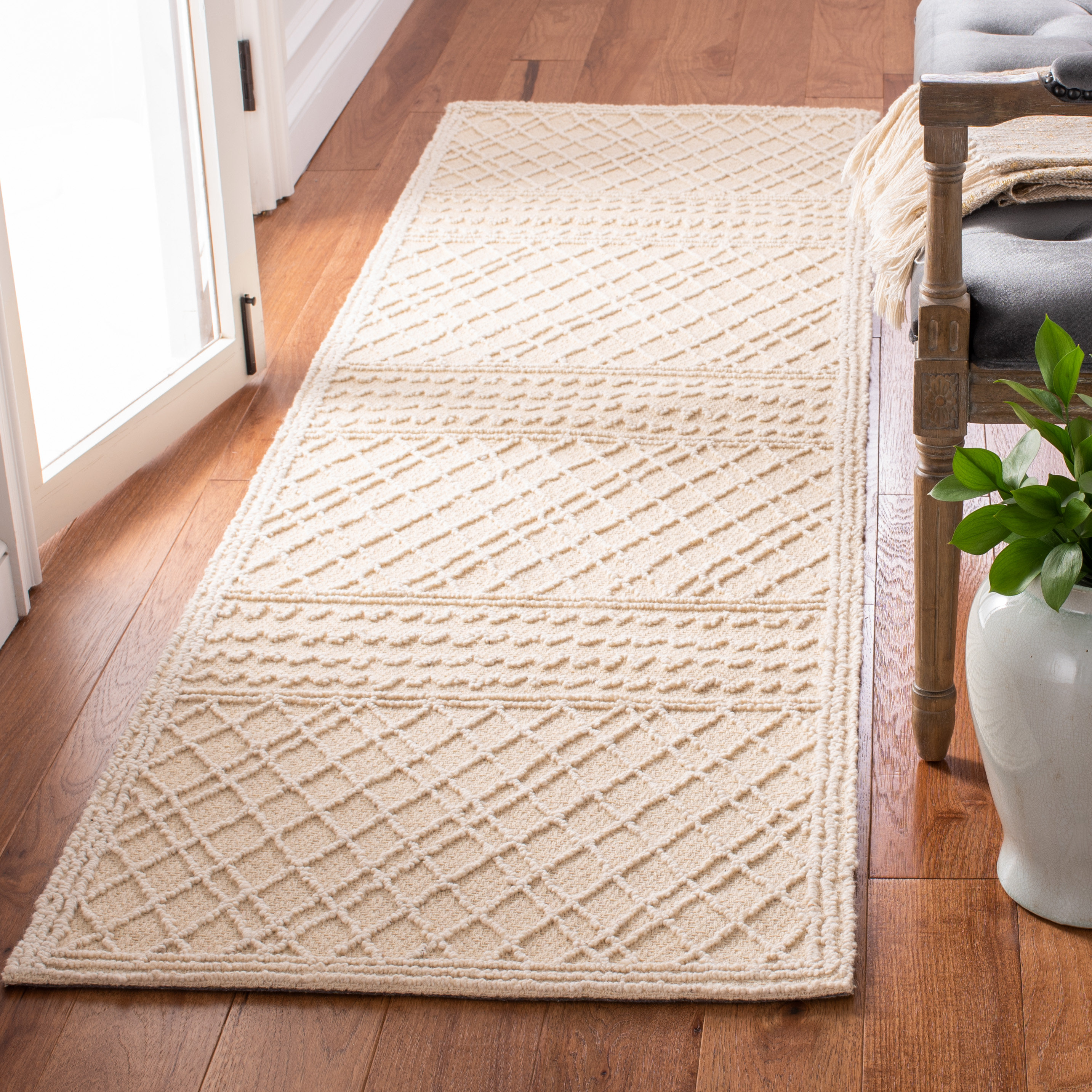 Dakota Fields Fred Geometric Handmade Tufted Ivory Area Rug - Wayfair ...