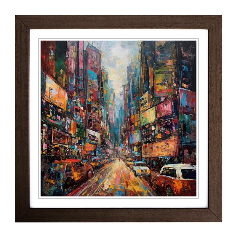 City Of Hong Kong Abstract No.2 - Framed Print, Walnut