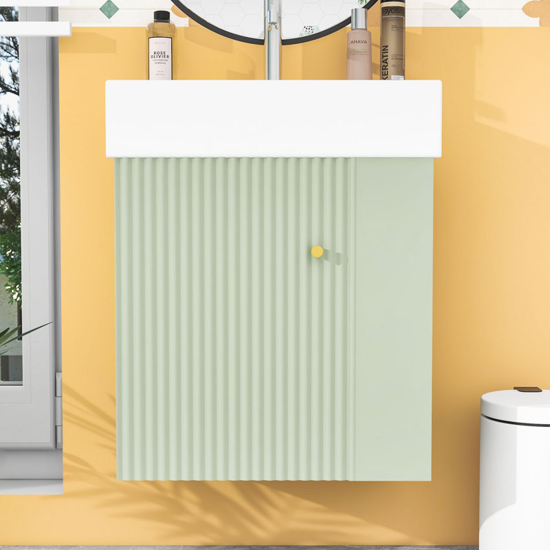 Meuble-lavabo 21,6 po avec lavabo en céramique, Vert