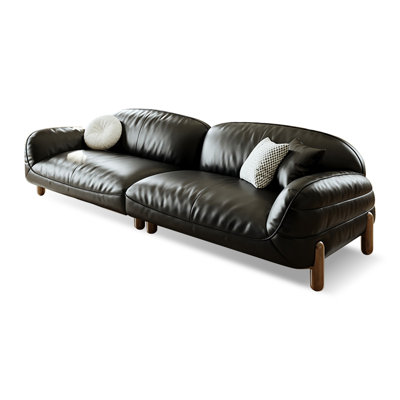 Coussin de canapé modulaire en cuir véritable noir