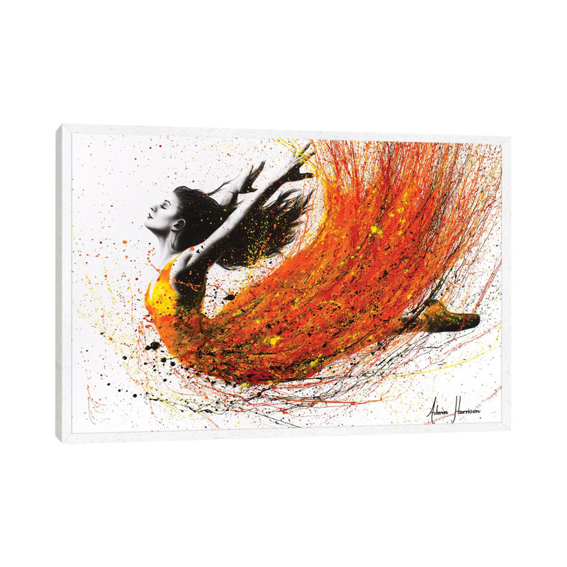Night Fire Dance by Ashvin Harrison - Print on Canvas, White Floater Framed, 101.6cm H x 152.4cm W x 3.81cm D